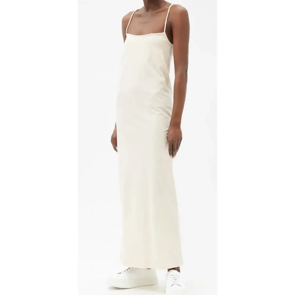 RAEY Square-Neck Cotton-Blend Jersey Maxi Slip Dress in Ivory. NWT. Size 8 US - Picture 2 of 10